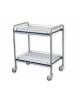 Carrello ospedaliero 2 ripiani con corpo e maniglie in alluminio  - con spondine - medio - cm 70x50x78h
