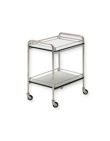 Carrello medicazione con corpo e maniglie in alluminio  - con spondine - piccolo - cm 60x40x77h