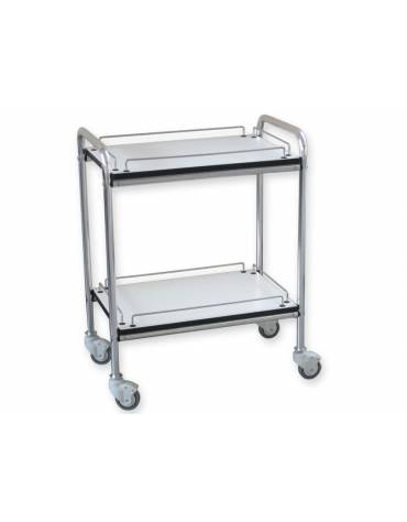 Carrello medicazione con corpo e maniglie in alluminio  - con spondine - piccolo - cm 60x40x77h