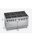 Cucina a gas 8 fuochi ALTA POTENZA con N° 2 Forno a gas gn 2/1 - cm 160x90x85/90h