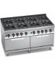 Cucina a gas 8 fuochi ALTA POTENZA con N° 2 Forni a gas gn 2/1 - cm 160x90x85/90h