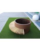 Fioriera circolare con seduta in legno di pregio e struttura in acciaio zincato e verniciato - cm Ø 120x75h