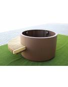 Fioriera circolare con seduta in legno di pregio e struttura in acciaio zincato e verniciato - cm Ø 120x75h