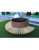 Fioriera circolare con seduta in legno di pino a 180° e struttura in acciaio zincato e verniciato - cm Ø 120x75h