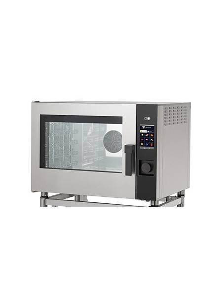 Forno a gas in acciaio inox  a convezione - vapore diretto gastronomia - 5 teglie - cm 92x75x76h