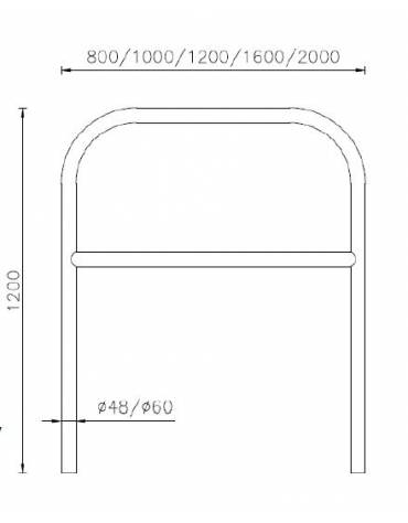 Barriera con piegatura a freddo di tubolare in acciaio Ø48 a forma di U rovesciato, da inghisare - cm 60x100h