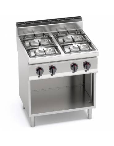 Cucina professionale industriale a gas 4 fuochi per ristorante cm 80x70x90h