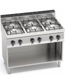 Cucina  professionale industriale a gas 6 fuochi - MEDIA POTENZA - cm 120x70x85/90