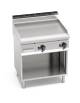 Fry top a gas doppio su mobile aperto- Piastra Liscia in acciaio satinato - cm 80x70x85/90h