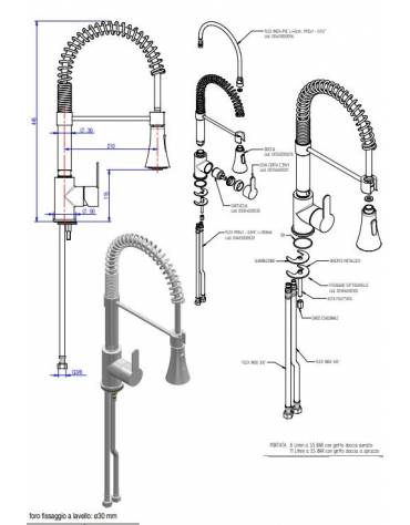 Monoforo miscelatore con doccione  - mm 250x450h