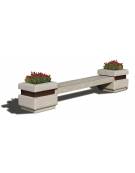 Panchina in cemento calcestruzzo seduta con fori e 2 fioriere laterali - colore Grigio pietra - cm 310x60x65h - CAM