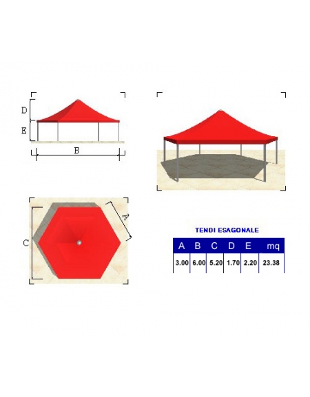 Tendi esagonale lato metri 3