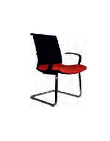 Poltrona visitatore base a slitta in acciaio cromato schienale a rete cm 53x60x88h