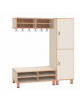 COMPOSIZIONE SPOGLIATOIO A 8 POSTI CON PANCA E CASELLE - CM 144x41x150h - CONFORME AI CAM