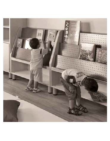 PANNELLO LIBRERIA A MURO CON PROFILI ANTICADUTA LIBRI - cm 100x58h - CONFORME AI CAM