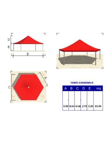 Tendi esagonale lato metri 5