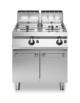 Friggitrice a gas 2 vasche da 22+22 lt. su armadio chiuso cm 80x90xx85h - Con scambiatori di calore in vasca