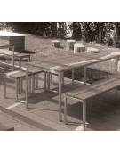 PANCA PER TAVOLO IN LARICE E ACCIAIO PER AULE ESTERNE - CM 140x30x30h - CONFORME AI CAM