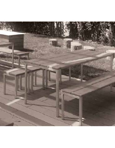 PANCA PER TAVOLO IN LARICE E ACCIAIO PER AULE ESTERNE - CM 140x30x30h - CONFORME AI CAM