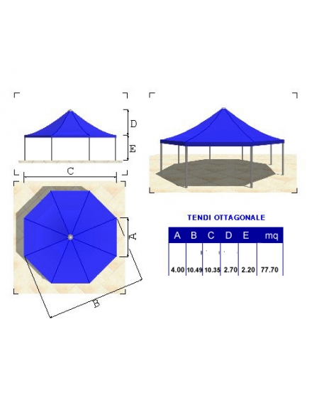 Tendi ottagonale lato metri 4