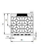 Cucina a gas professionale 4 fuochi con forno a gas GN 2/1 statico - Bacinelle smaltate - cm 80x73x87h