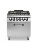 Cucina a gas professionale 4 fuochi con forno elettrico statico GN 2/1 - Bacinelle smaltate - cm 80x73x87h