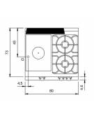 Piano di cottura a gas 2 fuochi + tuttapiastra da banco- potenza totale 15,2 Kw - cm 80x73x28h