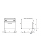 Piano di cottura a gas 2 fuochi + tuttapiastra con forno a gas - potenza totale 23,2 Kw - cm 80x73x87h