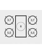 Piano di cottura a gas 4 fuochi + tuttapiastra da banco- potenza totale 24,4 Kw - cm 120x73x25h