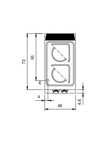 Cucina elettrica da banco con 2 piastre quadre - 2x2,6 Kw - cm 40x73x28h