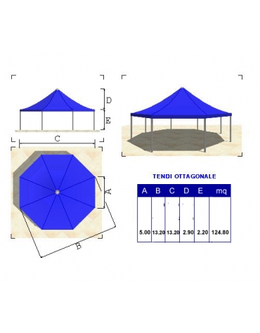 Tendi ottagonale lato metri 5