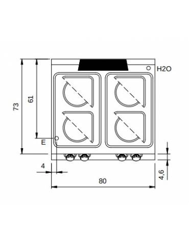 Cucina elettrica da banco con 4 piastre tonde - potenza 4x2,6 Kw - cm 80x73x28h