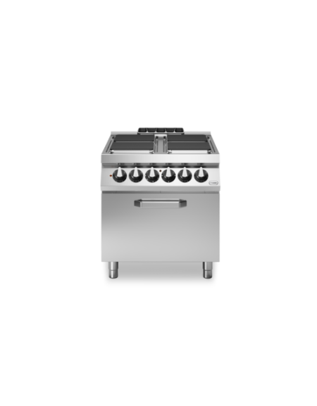 Cucina elettrica professionale 4 Piastre tonde + Forno elettrico - potenza totale 16,4 KW - cm.80x73x87h