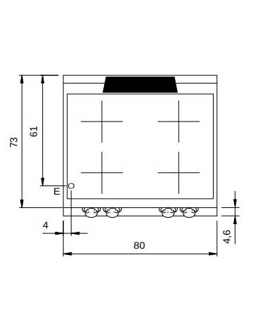 Cucina a induzione per ristoranti N° 4 Zone di cottura da banco - Adatta a pentole fondo liscio - cm 80x73x28h