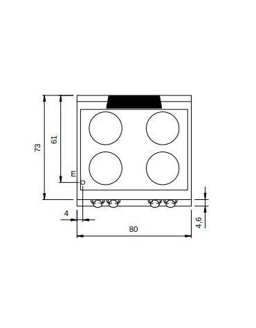 Piano di cottura elettrico ad infrarossi da banco - 4 zone cottura - potenza 4x2,5 kW - cm 80x73x28h