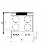 Cucina elettrica ad infrarossi su vano aperto - 4 zone cottura - potenza 4x2,5 kW - cm 80x73x87h