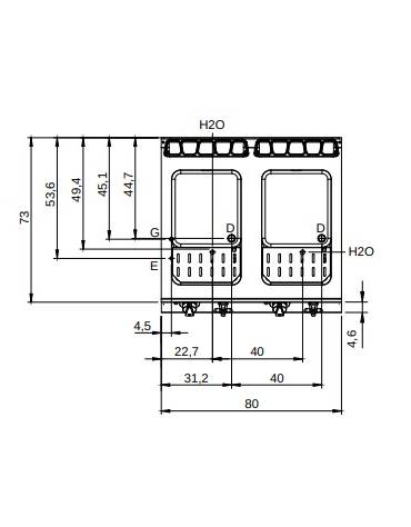 Cuocipasta a gas 2 vasche capacità 26+26 lt - Potenza totale 21 KW - cm 80x73x87h