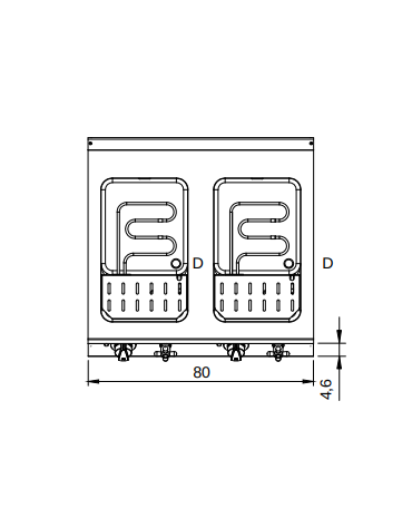 Cuocipasta elettrico 2 vasche capacità 26 + 26 lt - potenza totale 11,2 KW - cm 80x73x87h