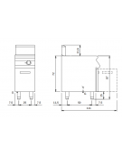 Friggitrice a gas 1 vasca pulita Lt 17 su mobile - Scambiatori di calore ESTERNI alla vasca - cm 40x73x87h