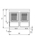 Friggitrice elettrica trifase su armadio chiuso, 2 vasche da 13+13 Lt - Potenza totale 24 Kw - Resistenze rotanti - cm 80x73x87h