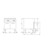 Friggitrice elettrica trifase su armadio chiuso, 2 vasche da 13+13 Lt - Potenza totale 24 Kw - Resistenze rotanti - cm 80x73x87h