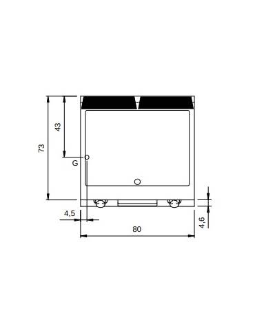 Fry Top a gas con piastra liscia cromata versione top da banco - potenza 14 Kw - cm 80x73x25h