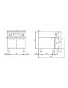 Fry top elettrico su mobile con piastra liscia cromata - potenza totale 10,8 Kw - cm 80x73x87h