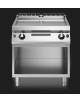 Fry Top a gas con piastra liscia cromata su armadio aperto - cm 80x90x87h