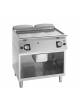 Fry Top a gas piastra liscia cromata termostatata su armadio aperto cm 80x90x85h
