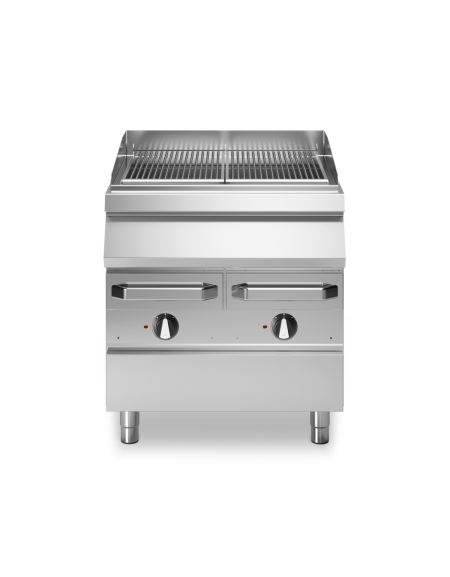 Acqua grill elettrico su mobile chiuso - 2 zone di cottura in acciaio inox - cm 80x73x87h