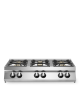 Cucina inox a gas da banco 6 fuochi professionale per ristorante, bacinelle smaltate - cm 120x73x28h
