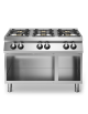Cucina a gas 6 fuochi professionale su armadio aperto cm 120x73x87h - Bacinelle smaltate