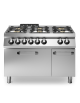 Cucina a gas professionale 6 fuochi con forno elettrico statico GN 2/1 e armadio neutro - Bacinelle smaltate - cm 120x73x87h