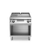 Fry top gas piastra 2/3 liscia e 1/3 rigata CROMATA su armadio aperto - potenza 14 Kw - cm 80x73x87h